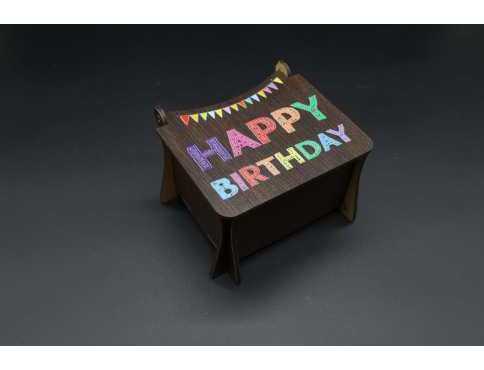 Якісна музична скринька з надійним механізмом та приємною мелодією Happy Birthday 12х10х8см