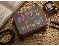 Музична скринька шарманка з темного дерева Happy Birthday 12х10х8см шкатулки з Днем народження