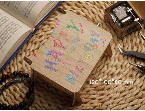 Музична скринька для декупажу Happy Birthday 12х10х8см подарунок на день народження своїми руками